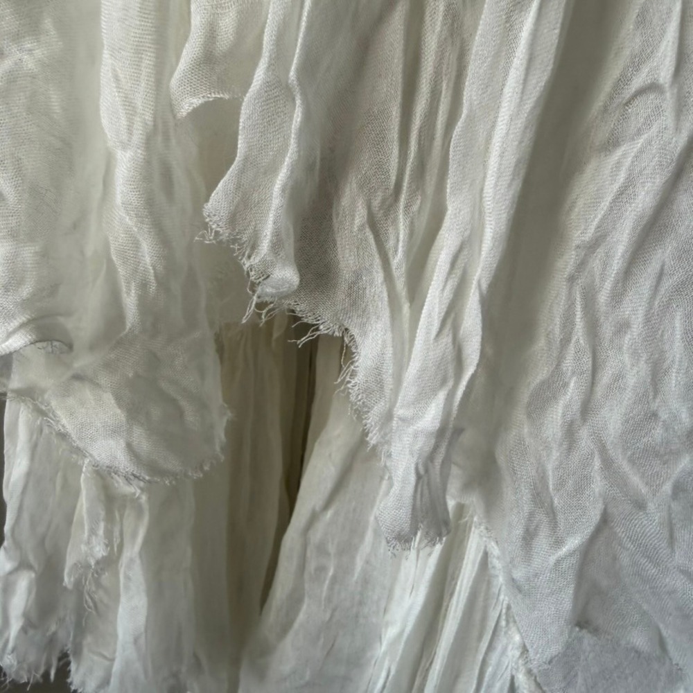 Free People White Handkerchief Raw Hem Sheer One Clover Skirt Sz S/M Boho - Picture 5 of 16